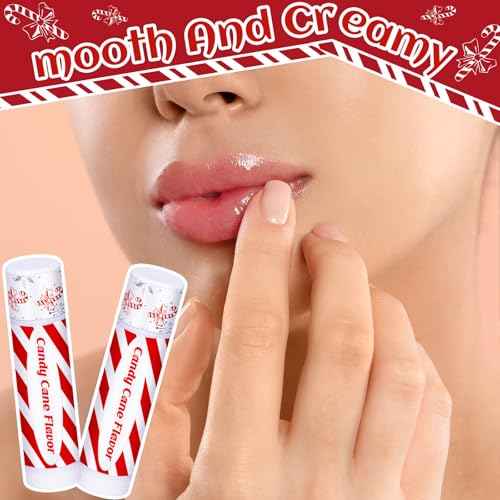 30 Pack Christmas Candy Cane Peppermint Lip Balms Bulk Peppermint Flavor Scented Lip Balms Favors Christmas Party Gifts Stocking Stuffers for Women Men Staffs Employee Coworkers Homeless
