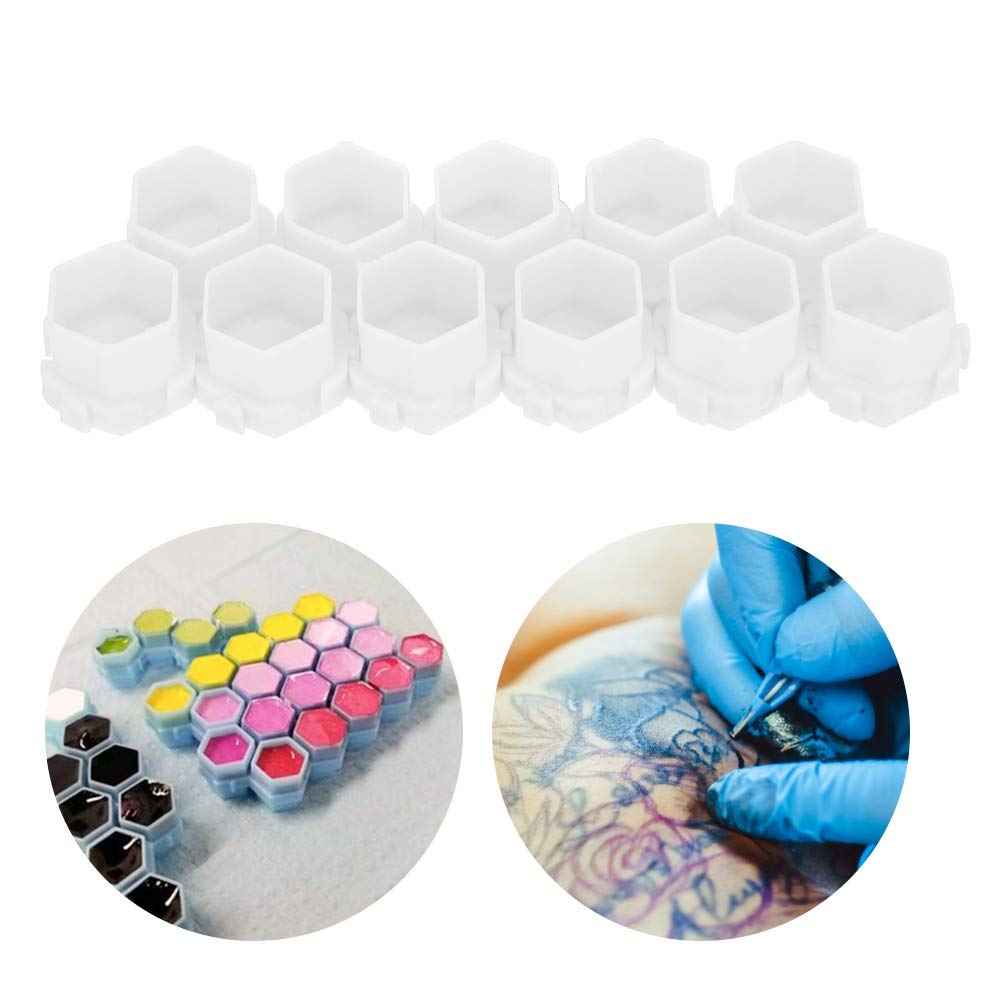 VORAGA Hexagonal Ink Cups for Tattooing, Pack of 200 (White, Pink, Red, Purple, Green)