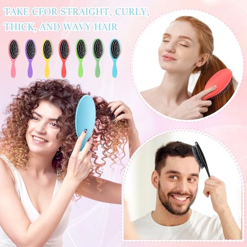 Suclain 80 Pieces Hair Brushes for Women Travel Detangling Brush Soft Bristles with Cushion Base Drying Detangler Small Hair Brushes for Women, 10 Colors