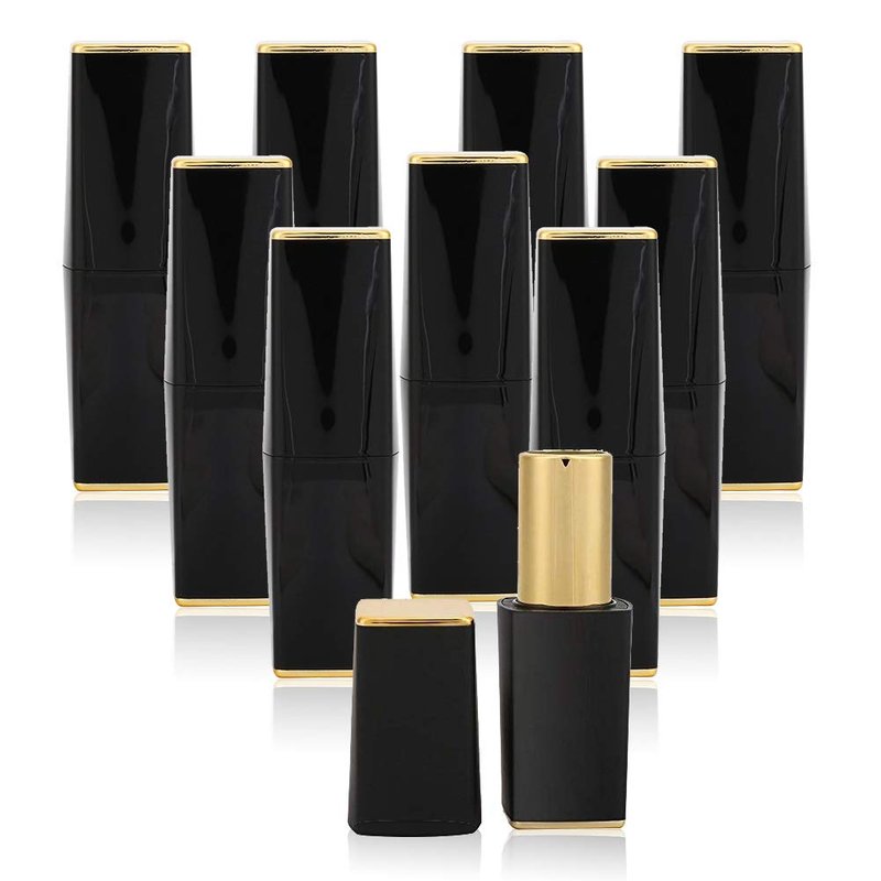 DIY Empty Lip Balm Bottles - Matte Black Lipstick Tubes with Magnetic Clasp | 10-Pack