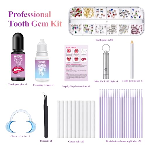 YOYOWY Tooth Gem Kit,Teeth Jewelry Kit with Glue and Light,Tooth Gems Kit for Teeth,Professional DIY Tooth Gem Kit,Fashionable Crystal for Teeth Sweet Smile Gems