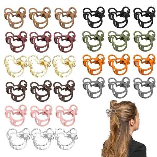 30 PCS Mouse Lady Thick Hair Barrette Mouse Lady Thin Thick Clurly Vintage ABS Resin Hair Claw Clips Hair Jaw Clips Non-Slip Hair Catch Jaw Clamp Styling Accessories for Women Girl (10 colors)