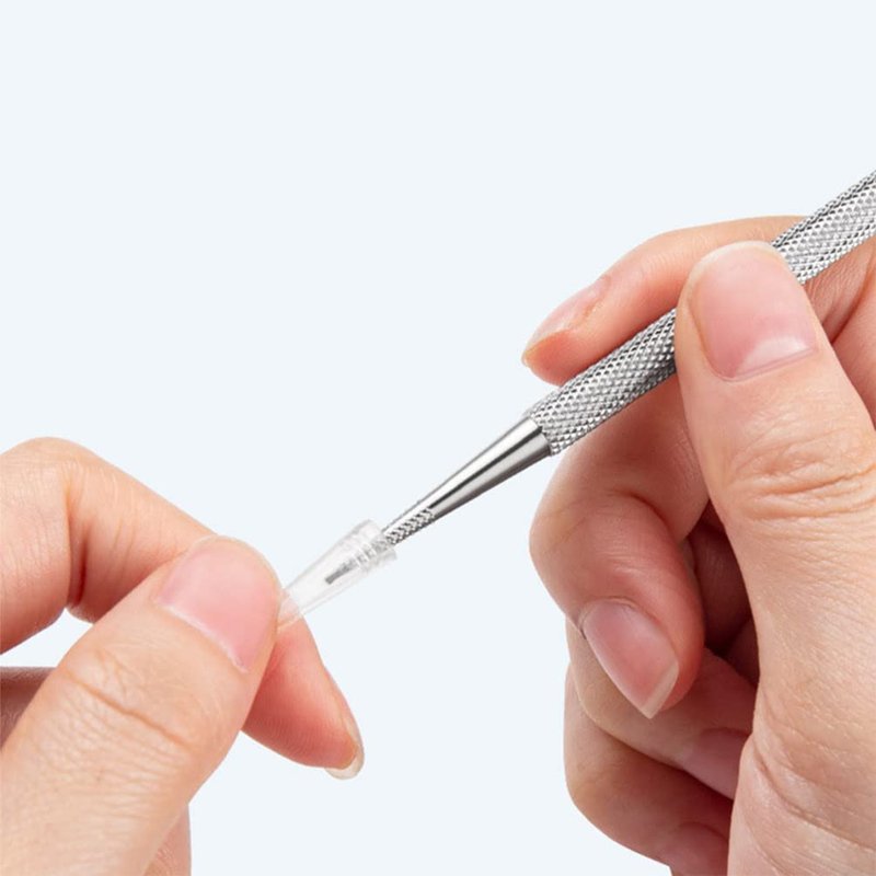 Beavorty 4pcs Stainless Steel Cuticle Pusher Nail Dotting Pen Metal Dead Skin Remover for Professional Manicure Pedicure Nail Art Care Tools