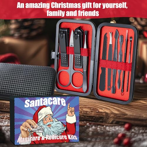 Manicure Set 10 in 1 Mens Gifts Nail Clipper Kit Travel Nail Set for Men and Women, Mens Nail Grooming Kit Birthday Thanksgiving Day Gifts for Him Her Boys Girls Husband Boyfriend
