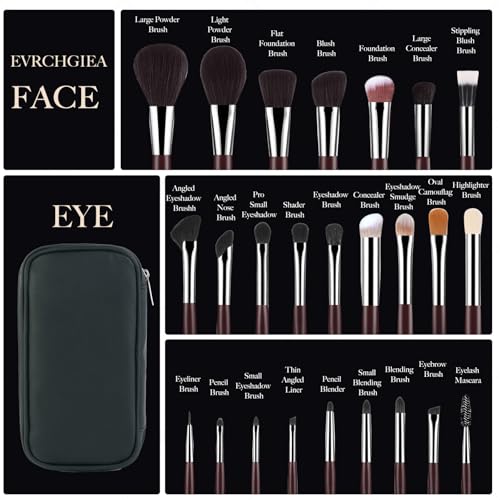 35Pcs Professional Makeup Brushes Set, High End 25 Pcs Make up Tools For Powder Foundation Concealers Blush Eyeshadows and 8 Puff 2 Makeup Sponge. Artist MUST HAVES Travel and Daily (brown)