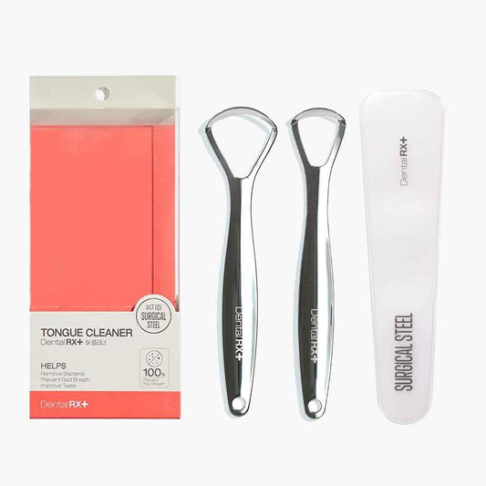 Dental RX+ Surgical Steel Tongue Scrapers for Adults and Kids (2 Pack, Different Size), Surgical Steel Tongue Cleaners, Prevent and Reduce Bad Breath