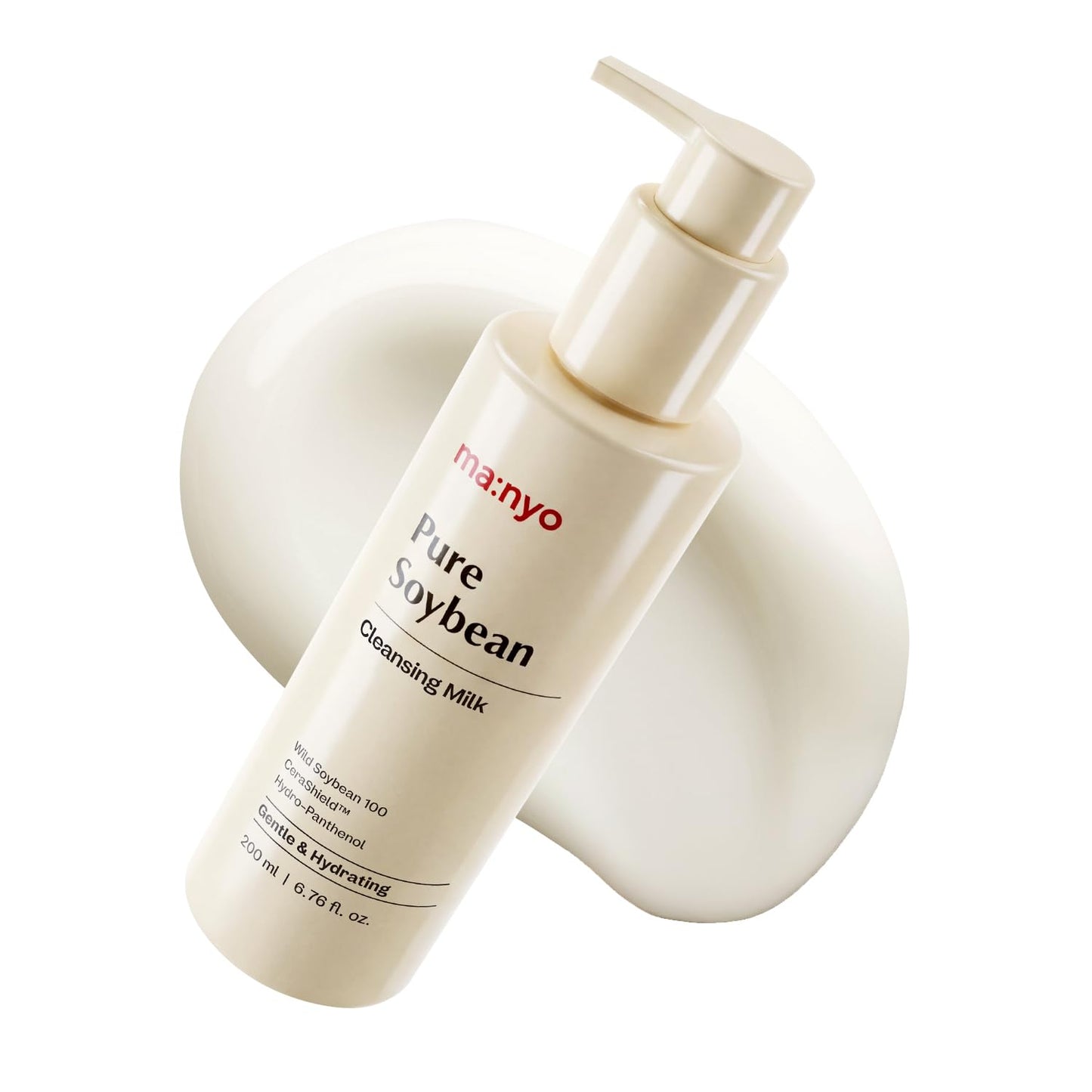 MANYO Pure Soybean Cleansing Milk - Hydrating Facial Cleanser with Hyaluronic Acid for Dry, Sensitive Skin | 6.76 fl oz (200ml)