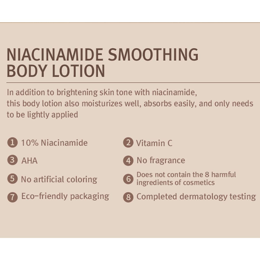 MIZON Niacinamide Smoothing Body Lotion AHA Vitamin C Hyaluronic Acid Smooth Korean Glowy skin Mild Exfoliation (300ml / 10.14 FL oz)