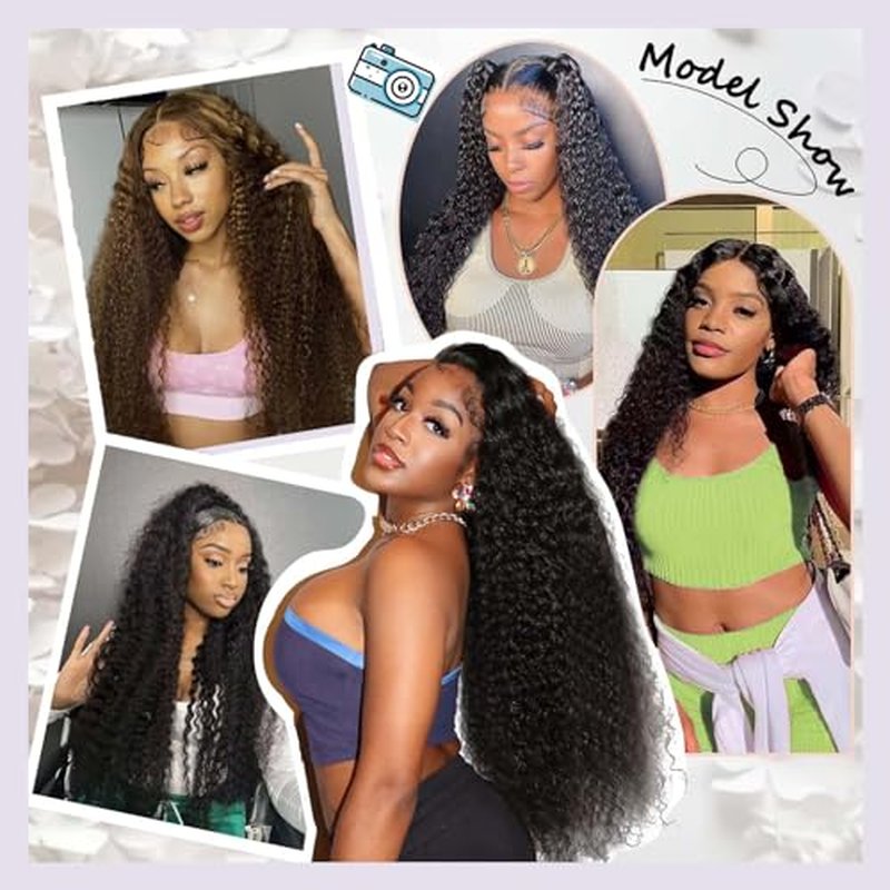 Deep Wave Bundles with Closure 16 18 20+14 Inch 4x4 HD Lace Closure, 13A Human Hair Bundles, Wet and Wavy 100% Brazilian Virgin Deep Curly 3 Bundles Human Hair Quick Weave Bundle for Women