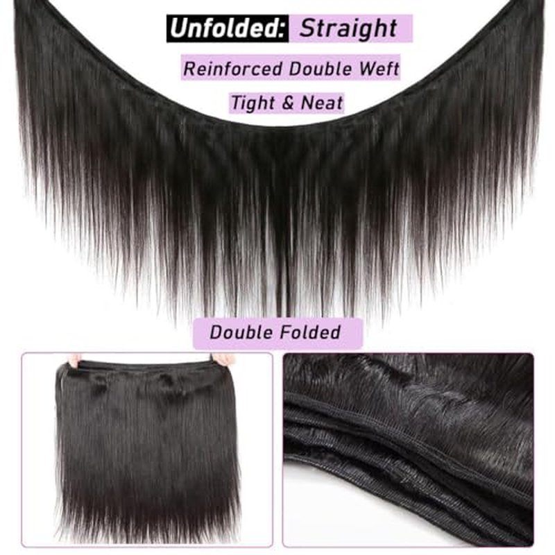 Beautymoon Jet Black 4 Bundles Human Hair Straight Brazilian 14 16 18 20 Inch 100% Unprocessed Virgin Straight Hair 4 Bundles Human Hair Deals Hair Extensions