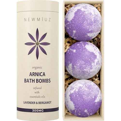 Arnica Bubble Bath Bombs Lavender Bergamot Essential Oils Luxurious Mega Foaming Bath Bombs for Dry Skin Nourishment Moisturizing Blissful Bath Gift