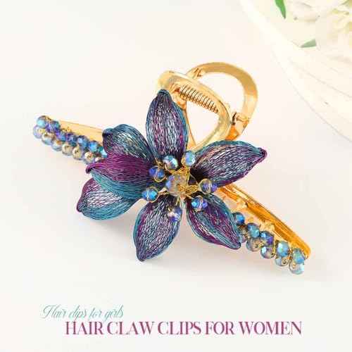 BARTOSI Gold Hair Claw Clips Copper Wire Flower Hair Clips Metal Claw Clips for Thick Hair Hair Accessories for Women