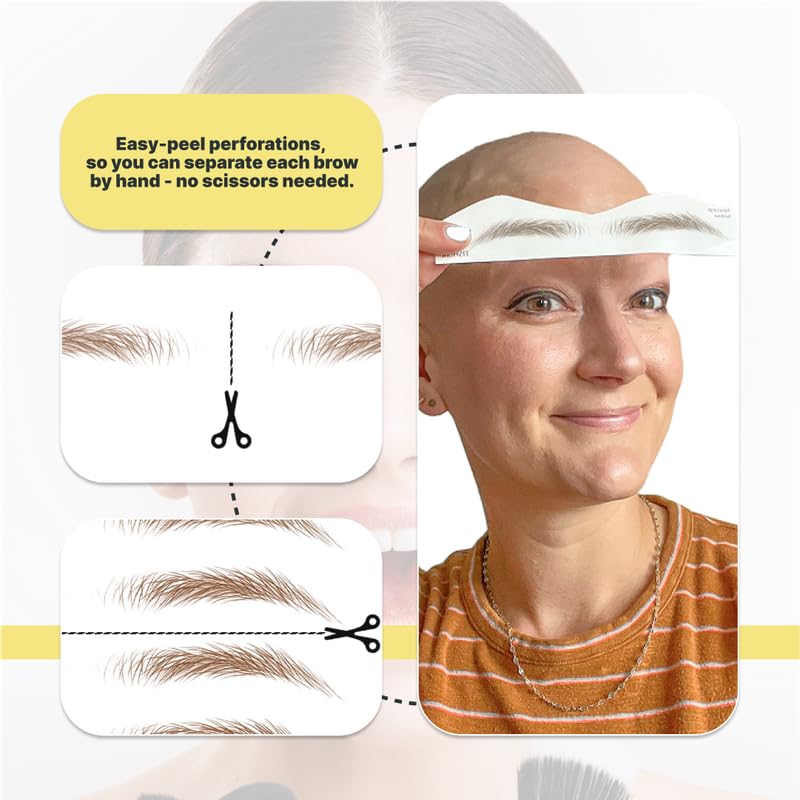Temporary Eyebrow Tattoos - 20 Pairs Waterproof & Smudge-Proof Realistic Stickers for Men & Women | Medium Brown, Easy to Apply