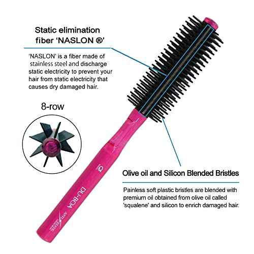 Anti Static Hairbrush [ Made in Japan ] Hair Brush for Styling, Detangling, and Blow-Drying [ Anti Static Hair Products ] (Round Brush)