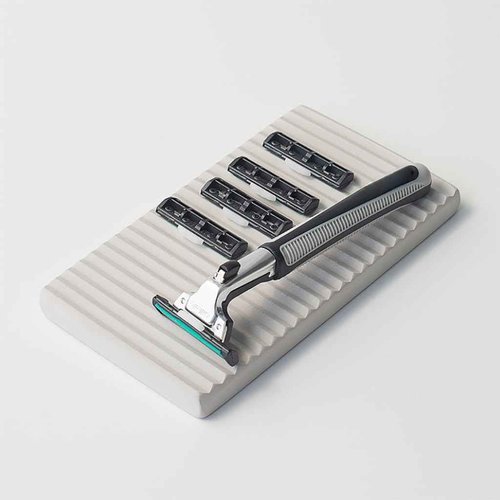 NICITY Diatomite Razor Holder for Shower,Water Absorption Fast Drying Natural Diatomite Tray for Razor Soap Shaving Cream Foam Bottle Face Wash (Light grey)