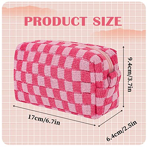 4 PCS Checkered Makeup Bag Cosmetic Bag for Women Checkered Pouch Plaid Makeup Bag for Women Large Capacity Pencil Case Makeup Brushes Storage Bag Travel Toiletry Bag Organizer