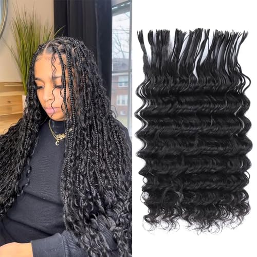 Pre-Divided Human Hair Bulk Deep Wave Braiding Hair for Boho Braids Human Hair Bulk for Braiding Curly Boho Locs Boho Crochet Braids Human Hair Extensions 16 Inch 100g