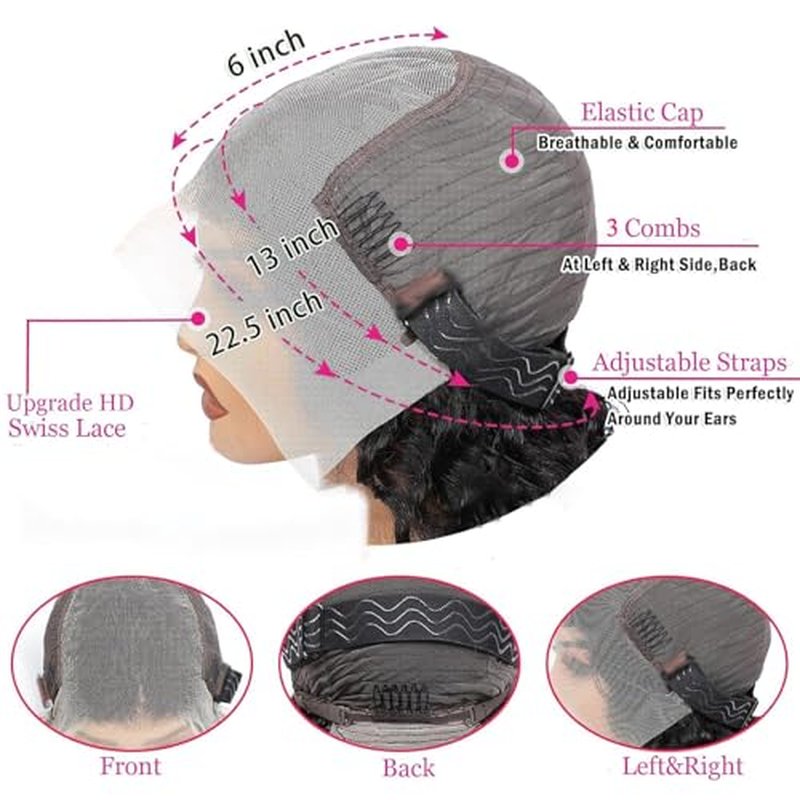 30 Inch Deep Wave Lace Front Wigs Human Hair Pre Plucked 200% Density 13x6 HD Lace Frontal Wigs with Baby Hair Deep Curly Wet and Wavy Glueless Wigs for Women (Natural Black, 30 Inch)