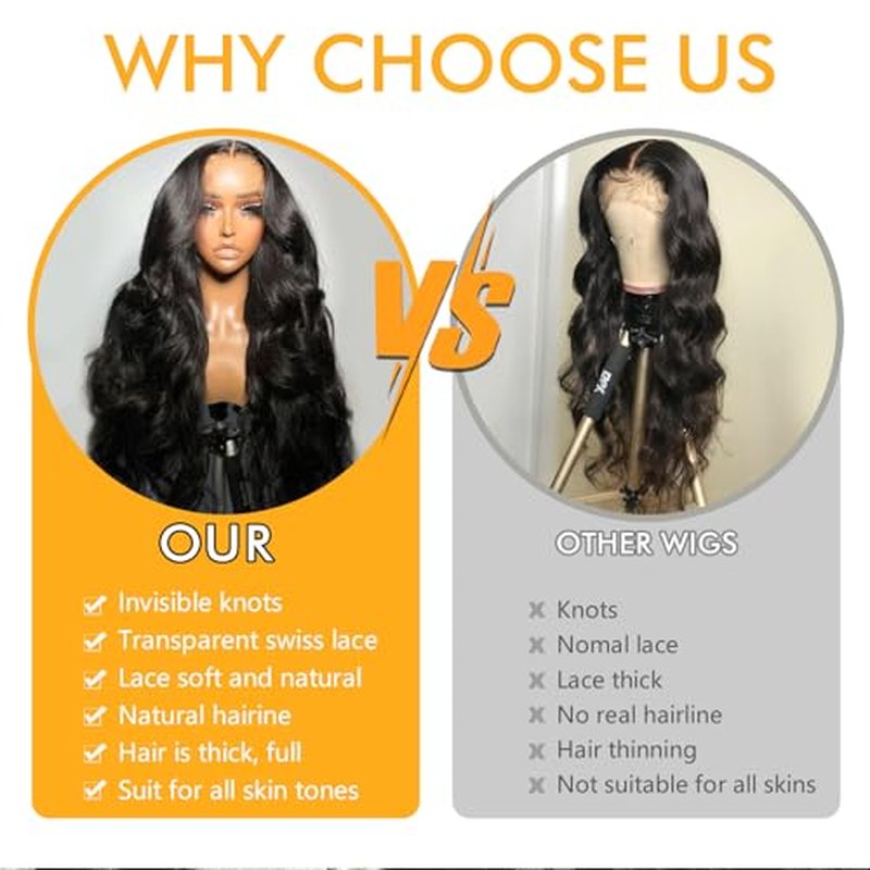 Body Wave Lace Front Wigs Human Hair 13x4 HD Transparent Lace Frontal Wigs Human Hair for Women Brazilian Virgin 180 Density Glueless Wigs Human Hair Pre Plucked with Baby Hair Natural Black 26 Inch