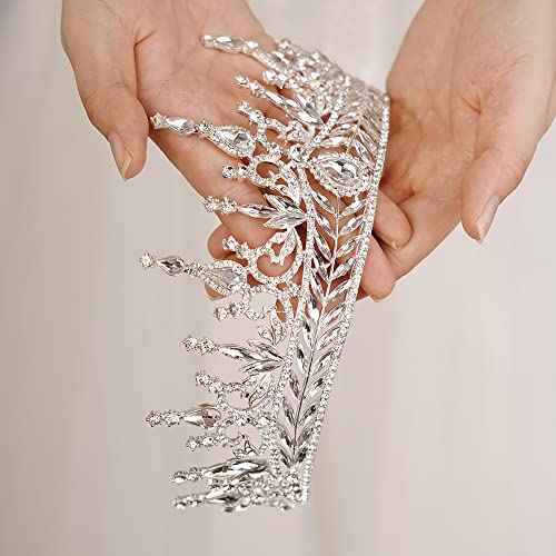 JWICOS Baroque Queen Crown for Women Rhinestone Crystal Wedding Crown Tiara and Crown for Costume Party Photography Wedding