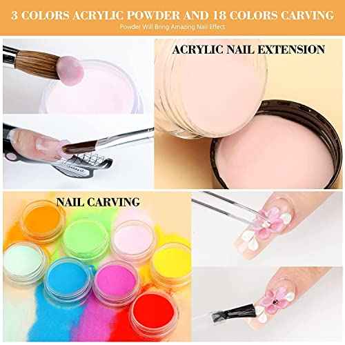 Morovan Acrylic Nail Kit - Professional Acrylic Nail Kits Set Acrylic Powder Set with Everything for Beginners Glitter Powder Acrylic Brush for Nail Art Extension