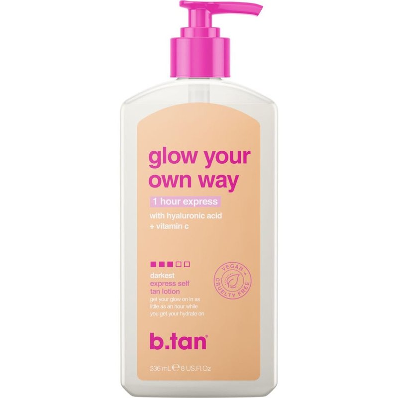 b.tan Self Tan Travel Kit | Love At First Tan Gift Set - Includes Mini Violet Self Tanner, Gradual Tanning Lotion, Dark Bronzing Drops, & Applicator Mitt