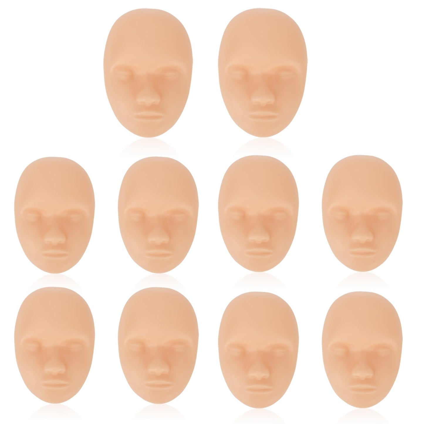 10PCS 3D Microblading Practice Skin Head, Soft Silicone Tattoo Practice Skin for Eyebrow, Lip & Face Training, Reusable Permanent Makeup Practice Skins for Beginners & Professionals