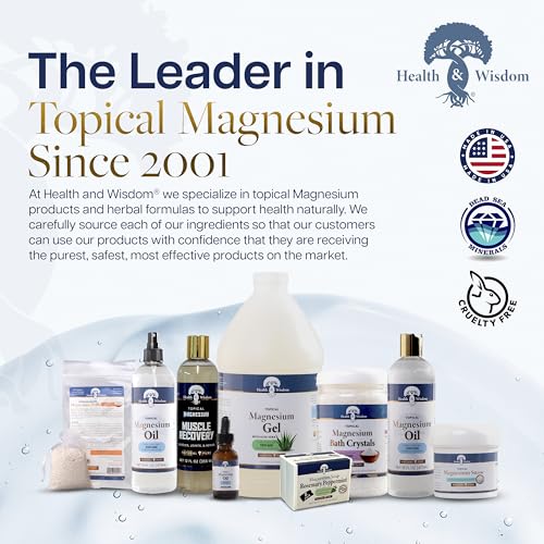 Health and Wisdom Pure Magnesium Gel with Seaweed Extract and Aloe Vera - Topical Muscle & Joint Relief- Natural and Pure Skin & Scalp Moisturizing - Enhanced Absorption - 128 Fl oz