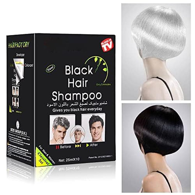 10 PCS Hair Dye Shampoo for Men Women, Black, Natural Hair, Instant Hair Dye, Lasts 30 Days, Great Choice for Woman & Man