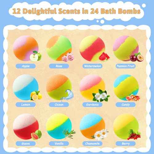 Bath Bombs for Kids with Surprise Inside, 24 Pack Kids BathBombs with Puppy & Cat Toys, Child-Safe Natural Bath Bombs with Toys Inside for Girls and Boys, Birthday Party Favors