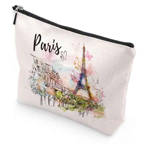 Paris Souvenirs Travel Essentials - Eiffel Tower Paris Souvenirs from France, Paris Gifts for Women Small Cosmetic Bag for Purse, Paris Travel Must Haves Small Makeup Bag Gifts for Girls