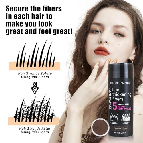 Hair Fibers for Thinning Hair for Women All-Natural Hair Building Fibers 0.98 Oz Hair Volume Powder Bald Spot Cover Up for Men & Women (Gray)