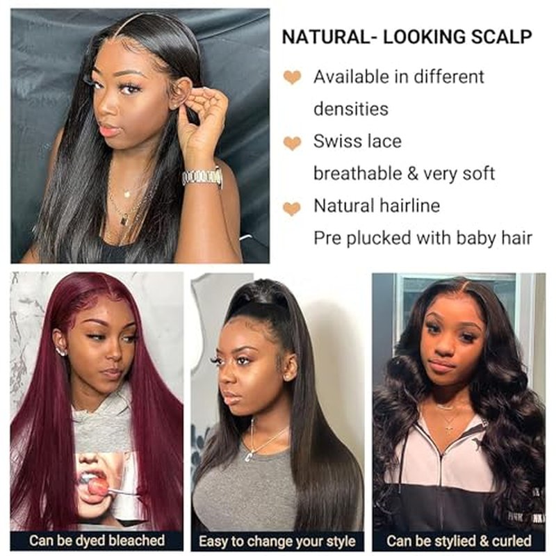 Lace Front Wigs Human Hair 4x4 Straight Human Hair Wigs for Black Women, 150% Destiny Brazilian Virgin Lace Closure Wig Pre Plucked With Baby Hair Natural Hairline(22 Inch, Straight Wig)