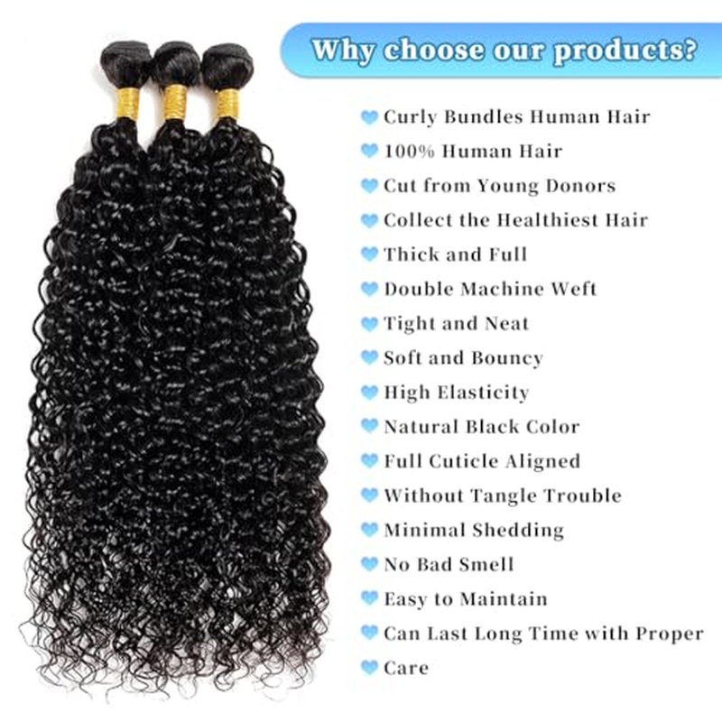 Human Hair Bundles Burmese Curly Bundles Human Hair Water Wave Curly Wet 24 26 28 inch 100% Unprocessed and Wavy Natural Black Color