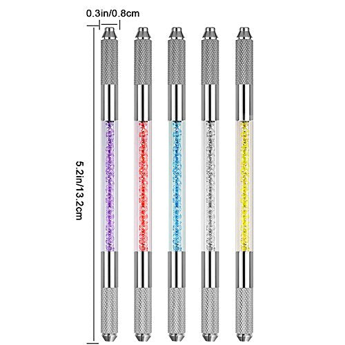 10 Pcs Double Sided Manual Tattoo Fog Eyebrow Pen Needle Tip Holder Tool Manual Pen Kit for Makeup Supplies