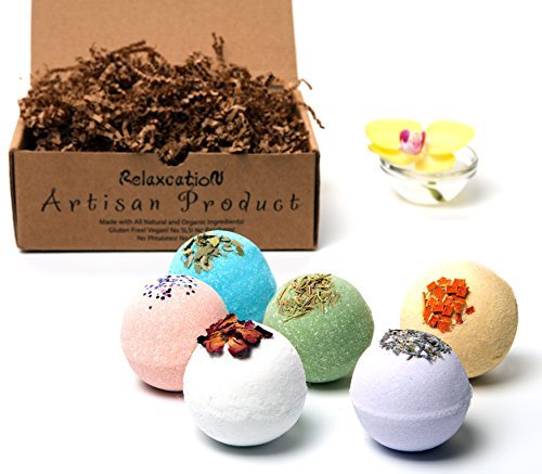Organic Bath Bombs Gift Set for Women - All Natural with Bath Dead Sea, Epsom and Himalayan Salts, Apricot Oil - Best Gift Idea for Her, Mom, Wife, Mother, Grandma, Girlfriend, Sisters