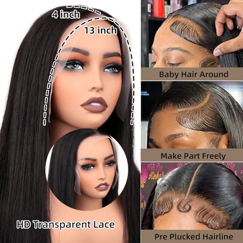 Lace Front Wigs Human Hair 13x4 Straight Lace Front Wigs HD Transparent 200% Density Glueless Wigs For Black Women Pre Plucked With Baby Hair 28inch