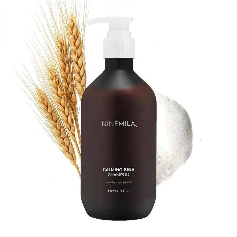 NINEMILA Calming Beer Shampoo with Biotin & Collagen for Thinning Hair, Postpartum Care, Hard Water Safe, Vegan, Sulfate-Free, Paraben-Free, Color-Safe Formula, 16.9 Fl oz