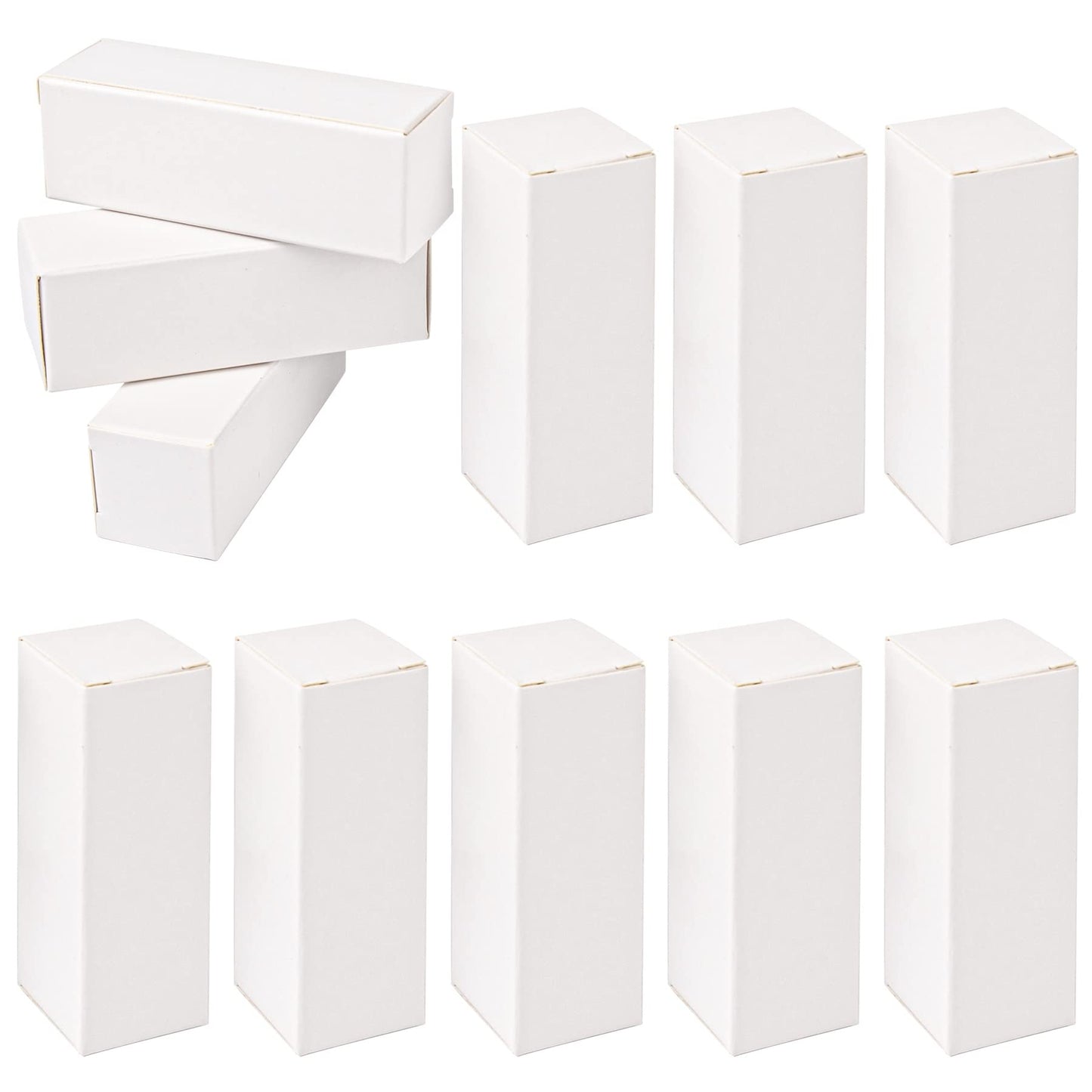 AUEAR, 50 Pack White Kraft Paper Lipstick Boxes Empty Lip Gross 3.35"x1.1"x1.1" Rectangle Balm Perfume Essence Oil Packaging Cases for DIY Gloss Gift Packing