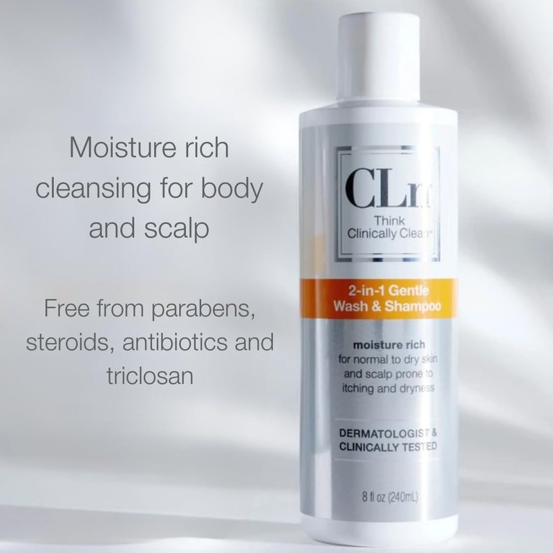 CLn® 2-in-1 Gentle Wash & Shampoo - Multi-Functional Cleanser for Irritated Skin & Scalp | Fragrance-Free, 8 fl. oz.