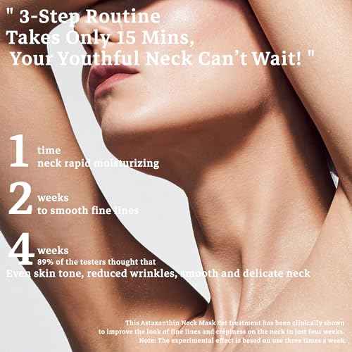 Neck Firming Mask with Collagen & Astaxanthin, 2 in 1 Anti-Wrinkle Neck Sheet Mask Set, Deep Hydration, Skin Tightening, Lifting & Moisturizing Care Patches for Daily Use & Travel, 5 Pack