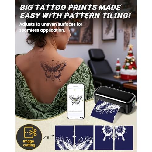 Memoqueen Tattoo Stencil Printers for Tattooing, TP31 Mini Tattoo Stencil Printer Machine for Gift to Enthusias, Beginners, Artists, with 30pcs Tattoo Transfer Paper, Compatible with iOS & Android