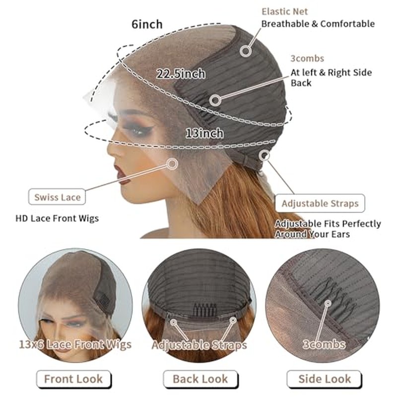 Chocolate Brown Lace Front Wig Human Hair 12A 250% Density HD Glueless Colored Brown 13X6 Body Wave Lace Front Wigs Human Hair pre Plucked with Baby Hair 26 Inch