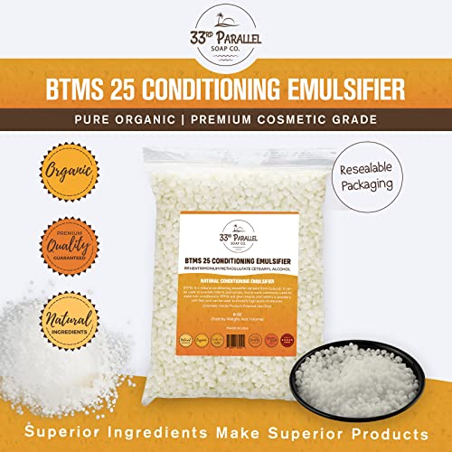 33RD PARALLEL | BTMS 25 (2 lbs / 32 oz) Bulk Conditioning Emulsifier | Behentrimonium Methosulfate Cetearyl Alcohol Emulsifying Conditioner | (2 POUNDS)