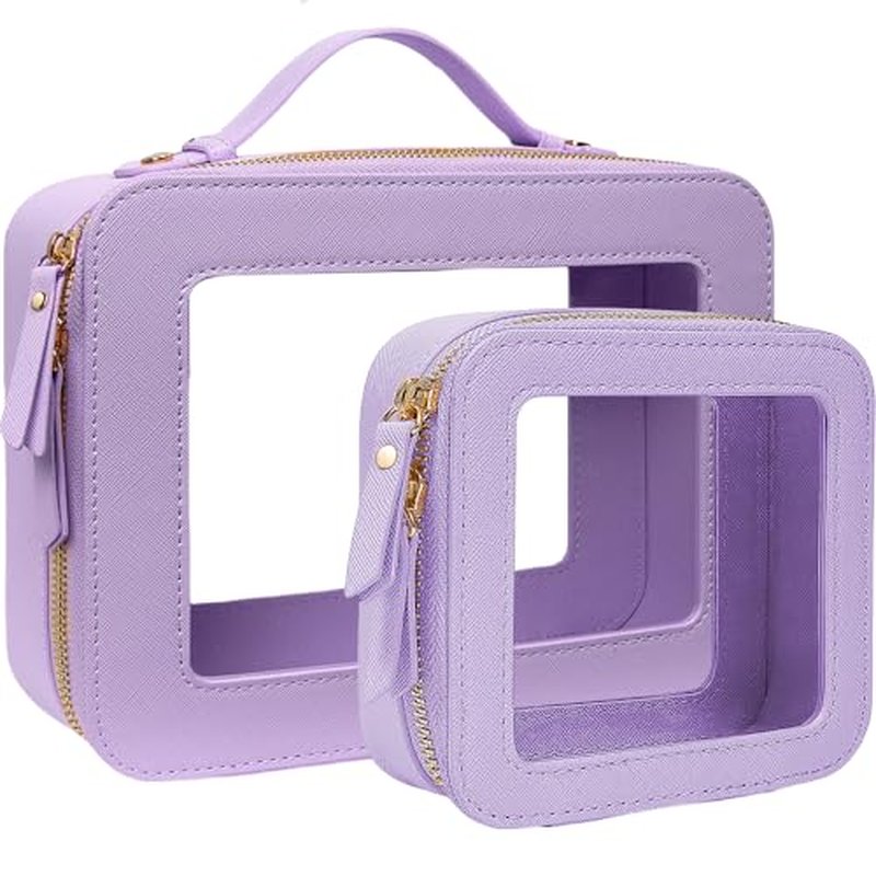 Travel Clear Makeup Bag Set, TSA Approved Cosmetic Bag Case with Zipper Portable Makeup Pouch Toiletry Bag Women Traveling Cosmetic Organizer Storage Bag Car Organizer Car Essentials for Women