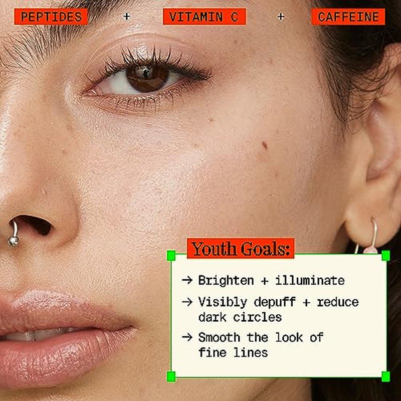 Youth To The People Peptides + Vitamin C Eye Concentrate - Vitamin C Eye Serum with Caffeine + Antioxidants, Visibly Brightens Dark Circles, Reduce Undereye Puffiness, Blurs Fine Lines - 0.5 fl oz