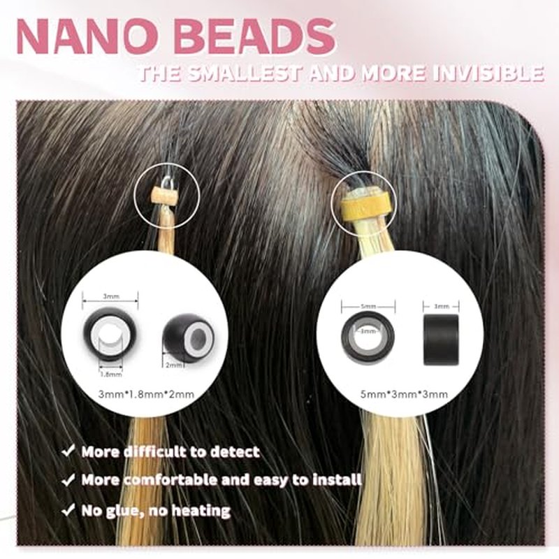Nano Hair Extensions Human Hair 7#-ChocolaNanoe Brow 22inch 40G/40S/Pack Nano Bead Hair Extensions Human Hair Nano Ring Hair Long Straight For Women