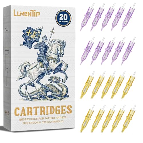 Tattoo Cartridge Needles 20Pcs Assorted #12 Round Liner Shader Magnum 3RL 5RL 7RM 9RM Disposable Tattoo Needles With Membrane Tattoo Supplies