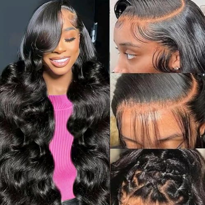 CHUDI Body Wave 13x6 HD Lace Front Wigs Human Hair 220 Density Full Frontal Wig Pre Plucked with Baby Hair 10A Glueless Wigs Human Hair for Black Women 24 Inch