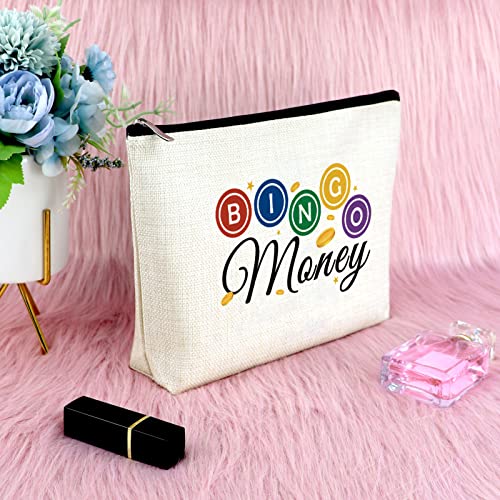 Sfodiary 3Pcs Bingo Game Gift Makeup Bag Gambling Gift for Women Bingo Lover Player Cosmetic Bag Casino Lovers Present Christmas Birthday Present Zipper Travel Cosmetic Pouch
